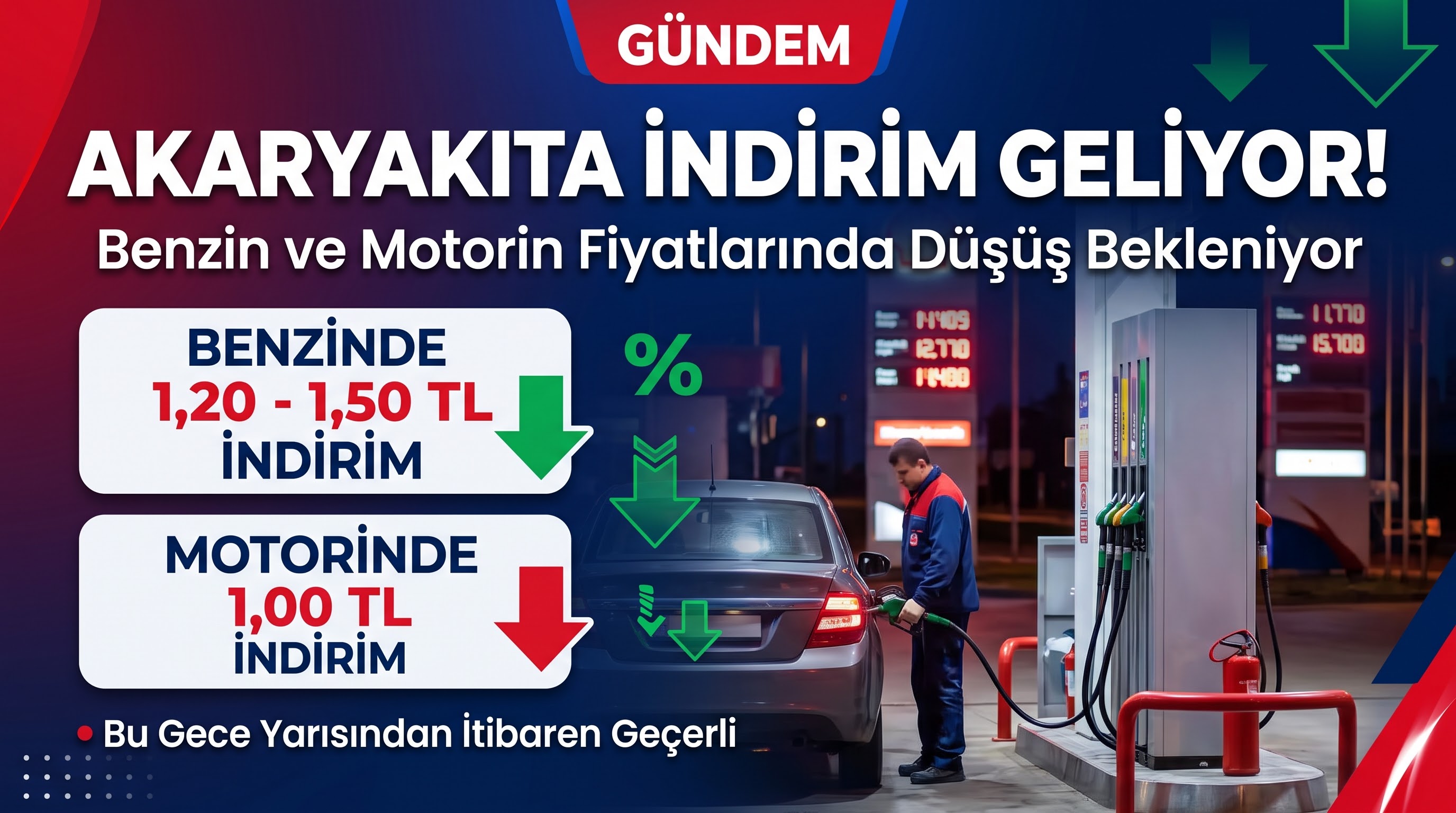Akaryakıta indirim